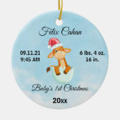 カスタム写真ベビーの少年初めてのクリスマス2022 セラミックオーナメント (正面)