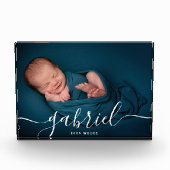 カスタム写真ベビー名テンプレート記念額 フォトブロック (正面)