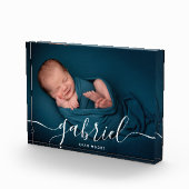 カスタム写真ベビー名テンプレート記念額 フォトブロック (右)