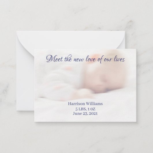 カスタム写真ベビー誕生名案内カード ノートカード (正面)