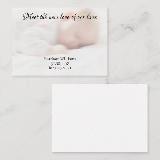 カスタム写真ベビー誕生名案内カード ノートカード (正面/裏面)