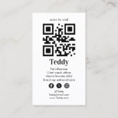 カスタム写真ペットパピードッグソーシャルメディアQRコード 名刺 (裏面)