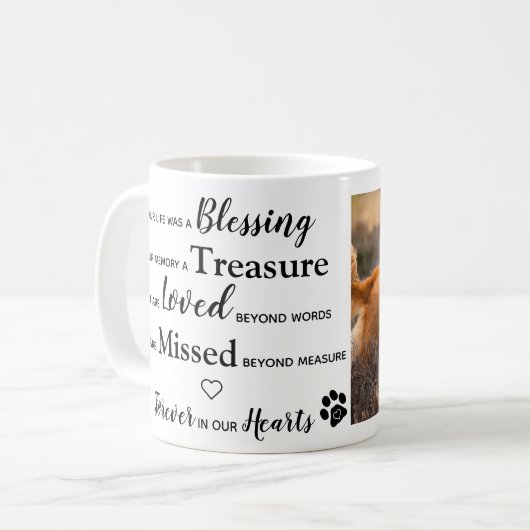 カスタム写真ペットロス記念ペットメモリアル コーヒーマグカップ (正面左)