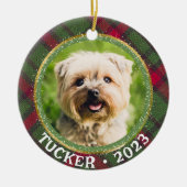 カスタム写真ペット名年クリスマスオーナメント セラミックオーナメント (正面)