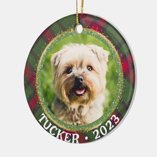 カスタム写真ペット名年クリスマスオーナメント セラミックオーナメント (左)