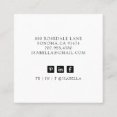 カスタム写真ミニマモダンリストホワイトスクエアバス スクエア名刺 (裏面)