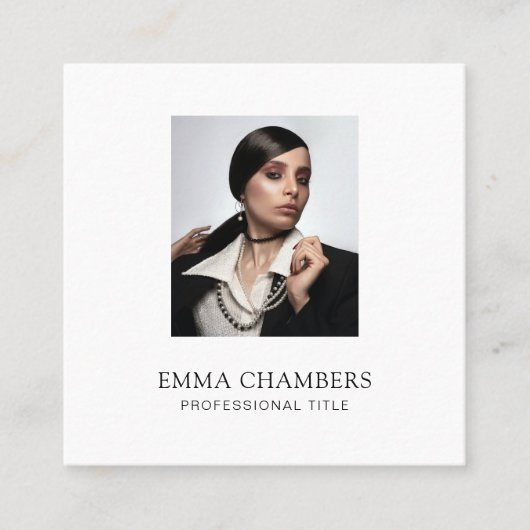 カスタム写真ミニマモダンリストホワイトスクエアバス スクエア名刺 (正面)
