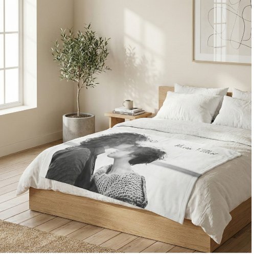 カスタム写真ミニマリストの書道名記念碑 フリースブランケット