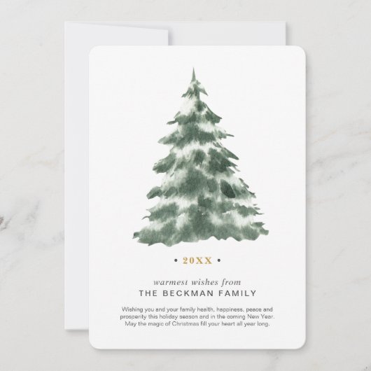 カスタム写真ミニマル水色クリスマスツリー シーズンカード (正面)