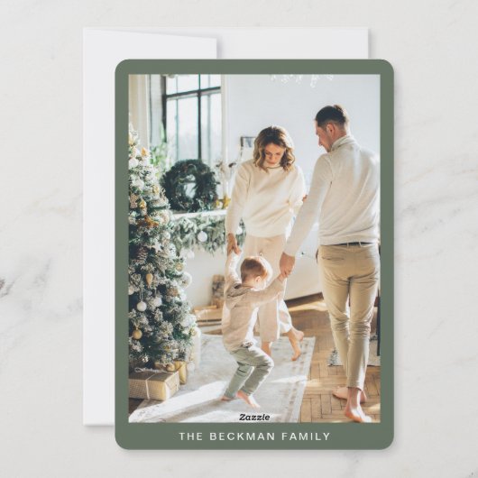 カスタム写真ミニマル水色クリスマスツリー シーズンカード (裏面)