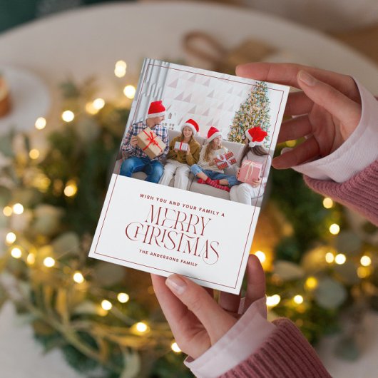 カスタム写真メミニマルリークリスマスカード 招待状