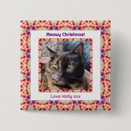 カスタム写真メリーすてきス猫ネコちゃん 缶バッジ (正面)