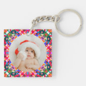 カスタム写真メリークリスマスモダンカラフル キーホルダー (裏面)