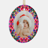 カスタム写真メリークリスマスモダンカラフル セラミックオーナメント (右)