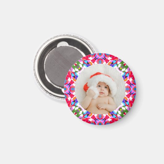 カスタム写真メリークリスマスモダンカラフル マグネット (正面/裏面)