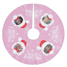 カスタム写真メリークリスマス ブラッシュドポリエステルツリースカート