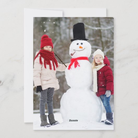 カスタム写真メリー鮮やかなピンクのレッドツリークリスマス シーズンカード (裏面)