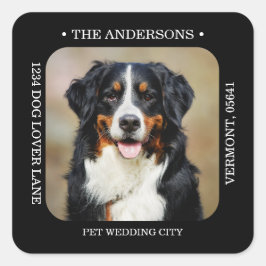 カスタム写真モダンの結婚差出人住所 スクエアシール