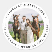 カスタム写真モダンの結婚差出人住所 ラウンドシール (正面)