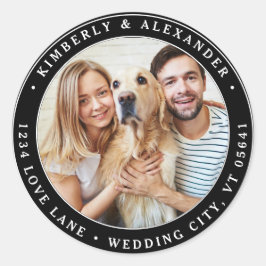 カスタム写真モダンの結婚差出人住所 ラウンドシール