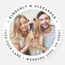 カスタム写真モダンの結婚差出人住所 ラウンドシール