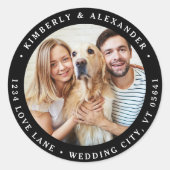 カスタム写真モダンの結婚差出人住所 ラウンドシール (正面)