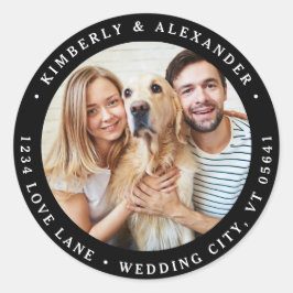 カスタム写真モダンの結婚差出人住所 ラウンドシール