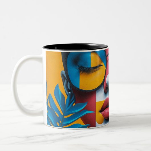 カスタム写真モダンエレガントクール自分で作成 ツートーンマグカップ (左)