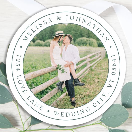 カスタム写真モダンエレガント差出人住所 ラウンドシール