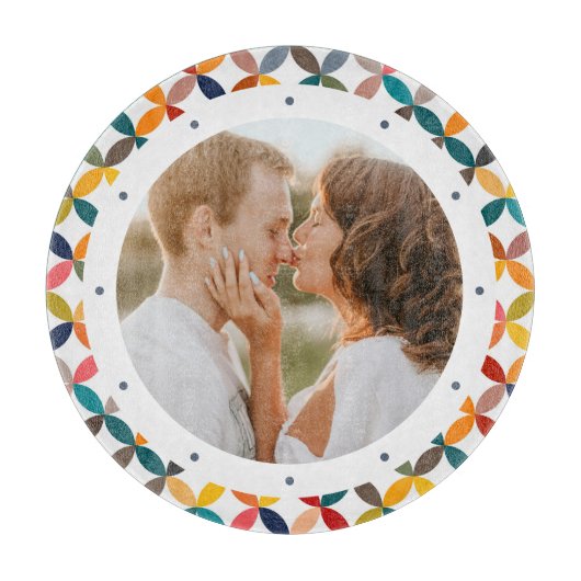 カスタム写真モダンカラフル パーソナライズされた カッティングボード (正面)