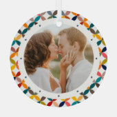 カスタム写真モダンカラフル パーソナライズされた ガラスオーナメント (裏面)