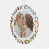 カスタム写真モダンカラフル パーソナライズされた ガラスオーナメント (正面左)