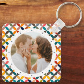 カスタム写真モダンカラフル パーソナライズされた キーホルダー (裏面)