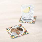 カスタム写真モダンカラフル パーソナライズされた スクエアペーパーコースター (インサイチュ)