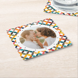 カスタム写真モダンカラフル パーソナライズされた スクエアペーパーコースター