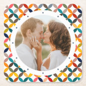 カスタム写真モダンカラフル パーソナライズされた スクエアペーパーコースター (正面)
