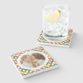 カスタム写真モダンカラフル パーソナライズされた ストーンコースター (横)