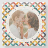 カスタム写真モダンカラフル パーソナライズされた ストーンコースター (正面)