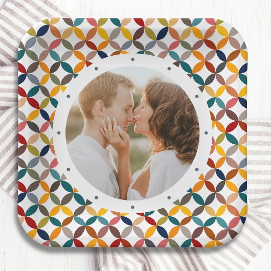 カスタム写真モダンカラフル パーソナライズされた ペーパープレート