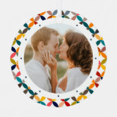 カスタム写真モダンカラフル パーソナライズされた メタルオーナメント (正面)