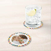 カスタム写真モダンカラフル パーソナライズされた ラウンドペーパーコースター (インサイチュ)