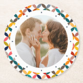 カスタム写真モダンカラフル パーソナライズされた ラウンドペーパーコースター (正面)