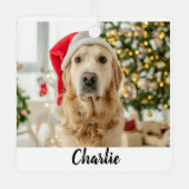 カスタム写真モダンクリスマスパーソナライズされた メタルオーナメント (正面)