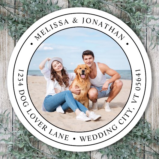 カスタム写真モダンシンプル差出人住所 ラウンドシール