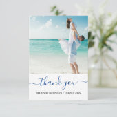 カスタム写真モダンビーチ結婚式感謝していユーテーマ サンキューカード (スタンド正面)