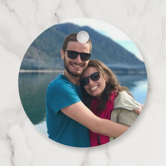 カスタム写真モダンリラックス結婚式の引き出物ラベル フェイバータグ (裏面)