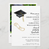 カスタム写真モダン卒業エレガント会 招待状 (正面/裏面)