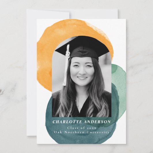カスタム写真モダン抽象芸術トレンディー卒業 案内状 (正面)