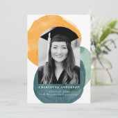 カスタム写真モダン抽象芸術トレンディー卒業 案内状 (スタンド正面)