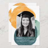 カスタム写真モダン抽象芸術トレンディー卒業 案内状 (正面/裏面)